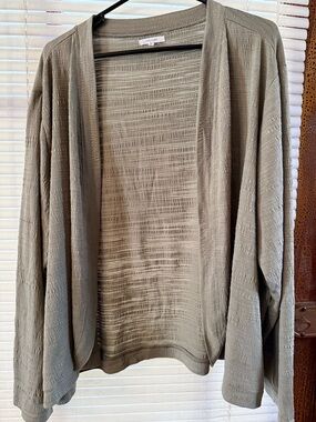 Maurices Light Olive Textured Open Cardigan - 3X